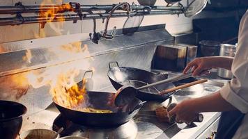 Stir frying in a wok photo