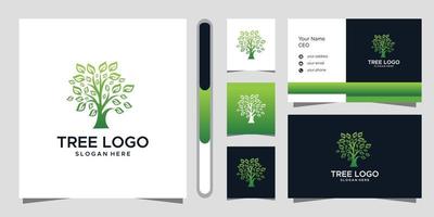 diseño de logotipo de árbol y tarjeta de visita vector