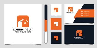 Real estate logo design and business card vector