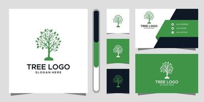 diseño de logotipo de árbol y tarjeta de visita vector