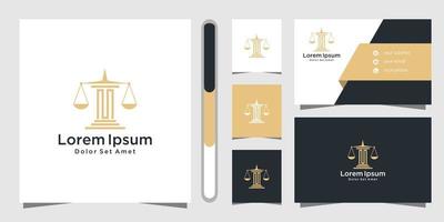 diseño de logotipo de bufete de abogados y tarjeta de visita vector