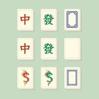 Mahjong honra dragones azulejos vector