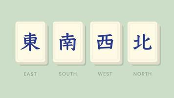 Mahjong Honors Winds Tiles vector