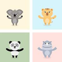 Standing Baby Jungle Animal Characters vector