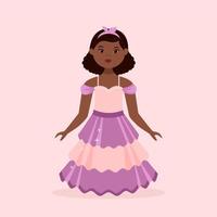 niña negra con vestido de princesa vector