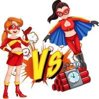 Two superheroes fighting each other vector