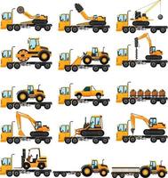 Different types of construction trucks vector