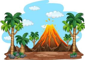 Volcanic eruption outdoor scene background vector