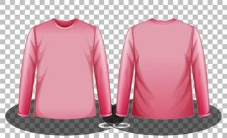 Front and back of pink long sleeves t-shirt on transparent background vector