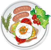 Breakfast set on the dish isolated vector