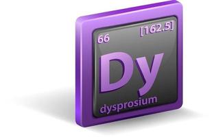 Dysprosium chemical element. Chemical symbol with atomic number and atomic mass. vector