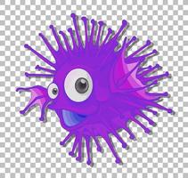 Cute urchin cartoon character isolated on transparent background vector