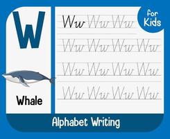 Alphabet tracing worksheet with letter and vocabulary vector