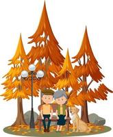 Isolated scene with an old couple at the park vector