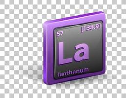 Lanthanum chemical element. Chemical symbol with atomic number and atomic mass. vector