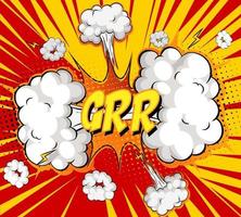 GRR text on comic cloud explosion on rays background vector