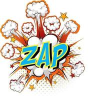 Word Zap on comic cloud explosion background vector