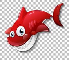 Smiling cute shark cartoon character isolated on transparent background vector