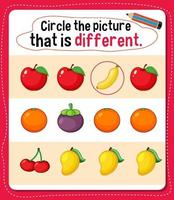 Circle the picture that is different activity for kids vector