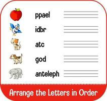 Arrange the letters in order with pictures vector