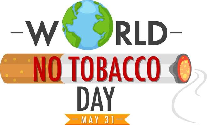 World No Tobacco Day logo with tobacco burning with smoke