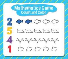 Mathematics game count and color worksheet for student vector