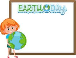 Border frame template with earth day theme background vector