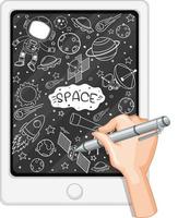 Hand drawing space element on tablet vector