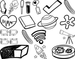 Set of item and symbol hand drawn doodle vector