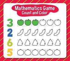 Mathematics game count and color worksheet for student vector