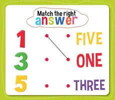 Match the right answer activity for kids vector