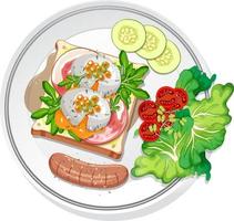 Top view of breakfast dish isolated vector