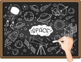 Hand drawing space element on chalkboard vector