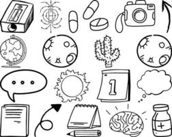 Set of item and symbol hand drawn doodle vector