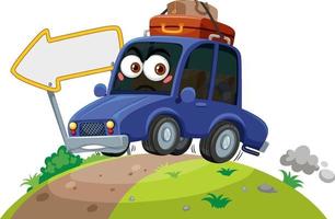 Car travelling on the road with face expression on white background vector