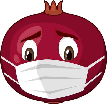 Pomegranate cartoon character with facial expression