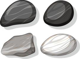 Conjunto de diferentes formas de piedras aisladas sobre fondo blanco. vector