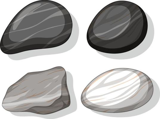 Set of different stones shapes isolated on white background