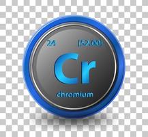 Chromium chemical element. Chemical symbol with atomic number and atomic mass. vector