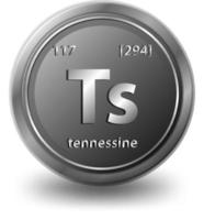 Tennessine chemical element. Chemical symbol with atomic number and atomic mass. vector