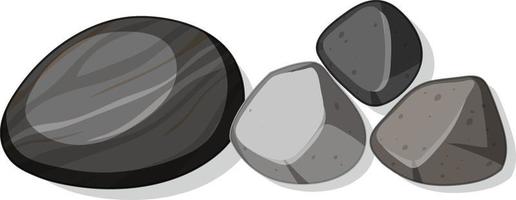 Set of different black stones isolated on white background vector