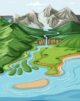 Bird's eye view with nature park landscape scene vector