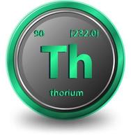 Thorium chemical element. Chemical symbol with atomic number and atomic mass. vector
