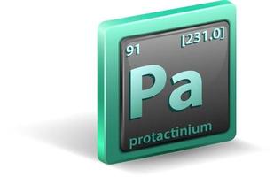 Protactinium chemical element. Chemical symbol with atomic number and atomic mass. vector