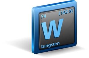 elemento químico de tungsteno. símbolo químico con número atómico y masa atómica. vector