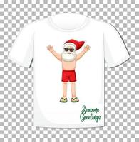 Santa Claus cartoon character on t-shirt isolated on transparent background vector