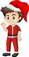 Cute boy in christmas costume cartoon character vector