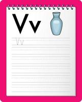 Alphabet tracing worksheet with letter V and v vector