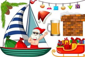 Set of isolated objects of christmas summer theme vector