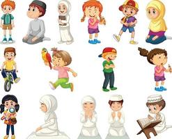 Children doing different activities cartoon character set vector